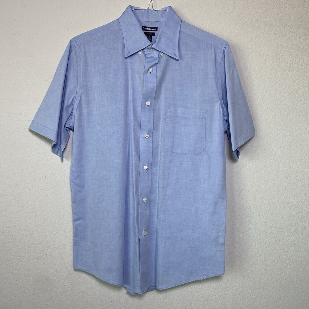 Croft & Barrow Short Sleeve Light Blue‎ Fitted Button Down Classic Casual Medium
